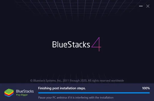 bluestacks finish install