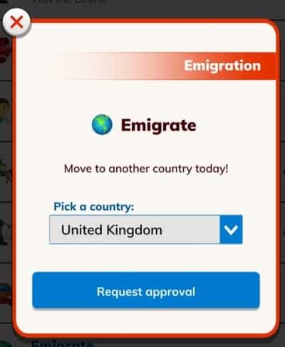 bitlife select emigrate country